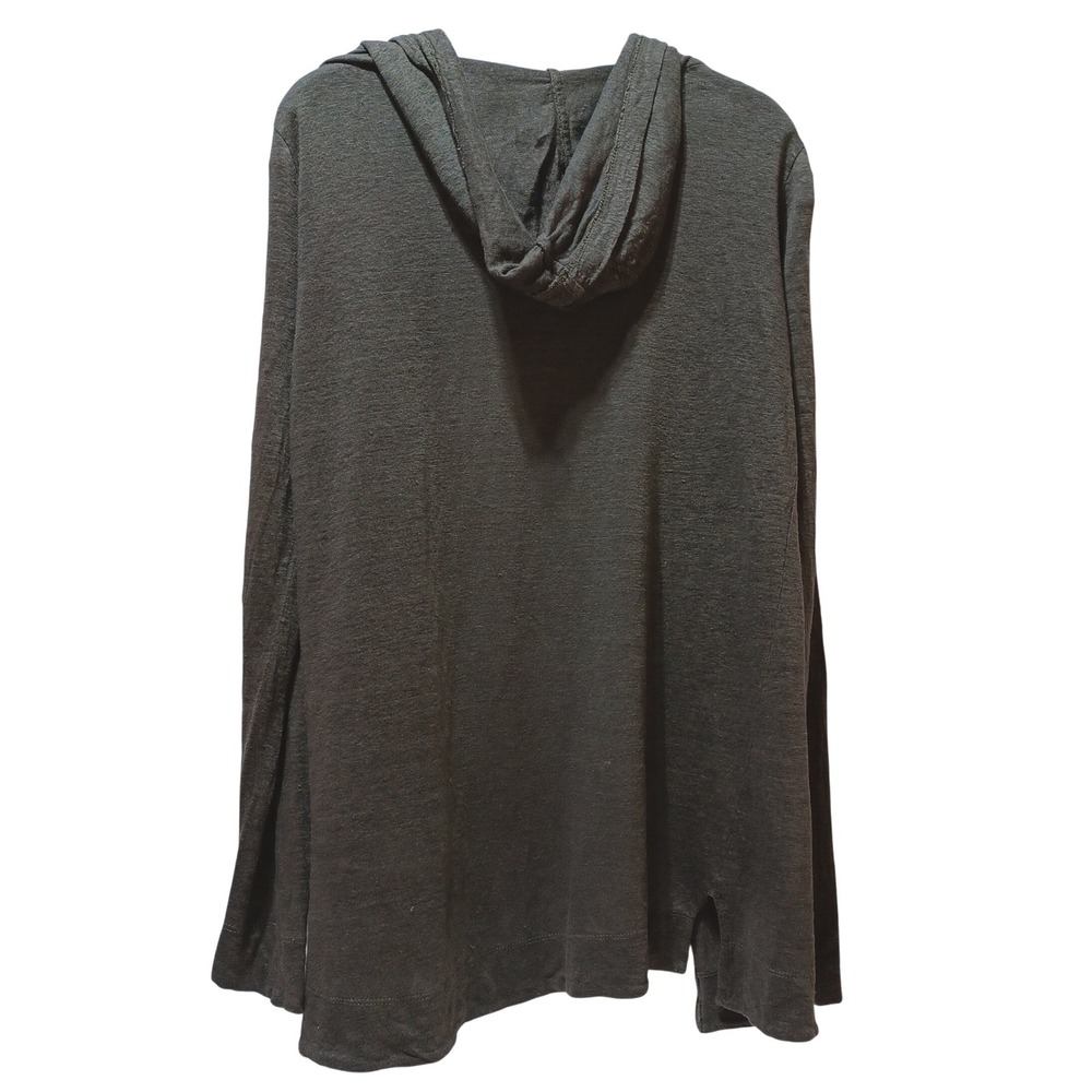 Tahari Womens M Linen Cardigan Hoodie Green Capsule Coastal Minimalist Layer - Picture 2 of 7